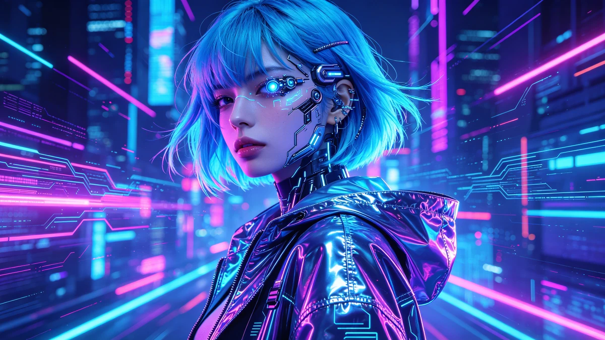 赛博朋克美女生成示例1
